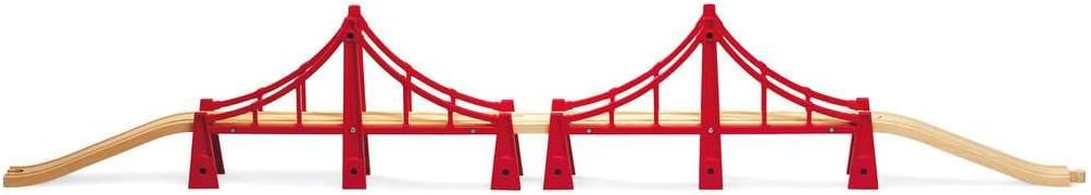 BRIO World Double Suspension Train Bridge - Wooden Train Set Accessory for Kids 3+
