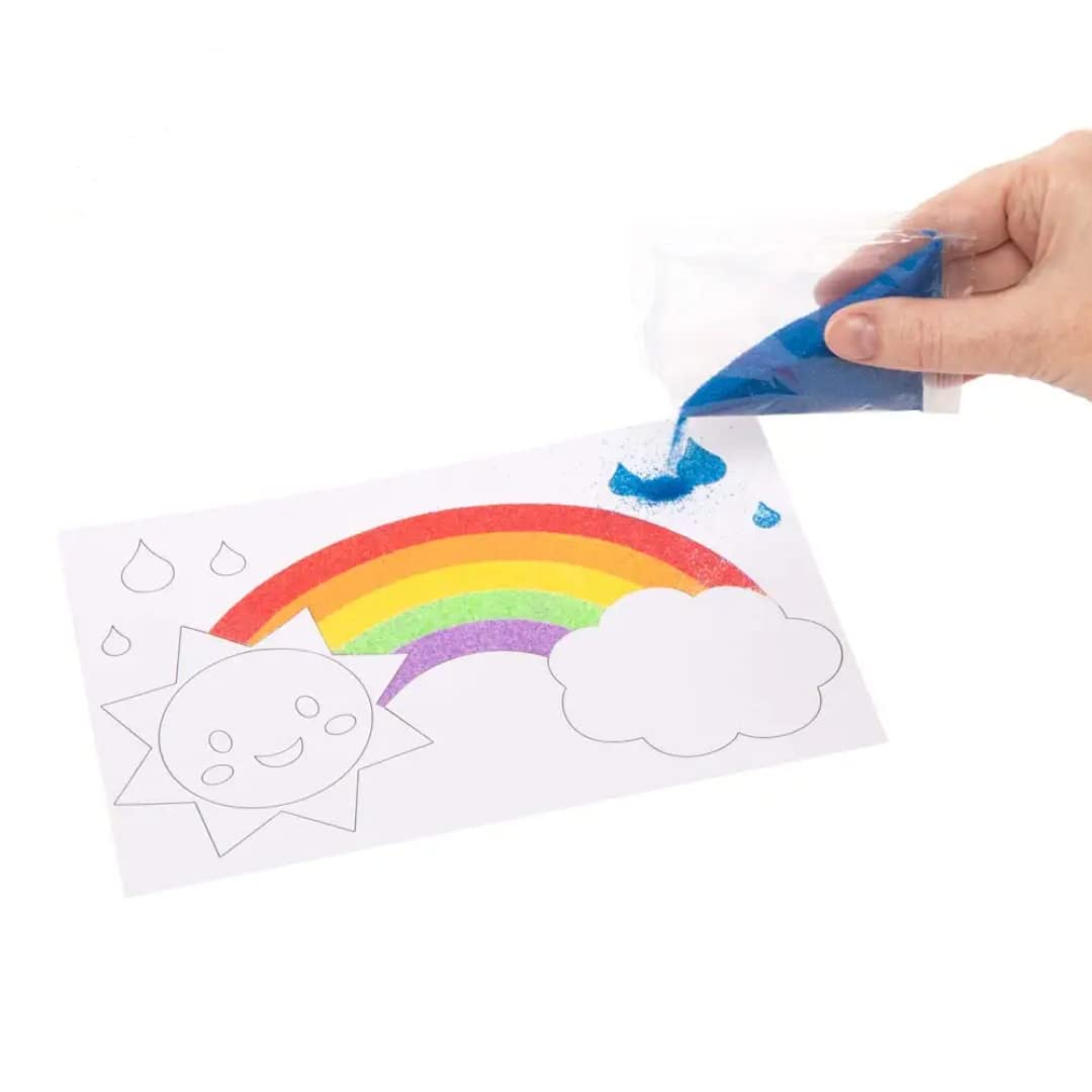 Baker Ross AX960 Rainbow Coloured Craft Sand - 7-Pack for Sand Art & Craft Projects