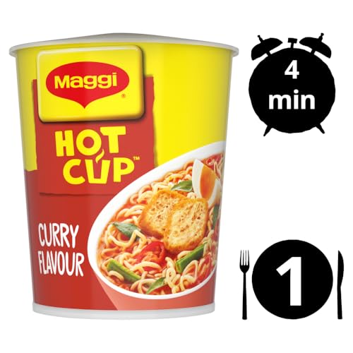 Maggi Hot Cup Curry Noodles 59.2g (Pack of 8) – Authentic Malaysian Flavour Instant Noodles