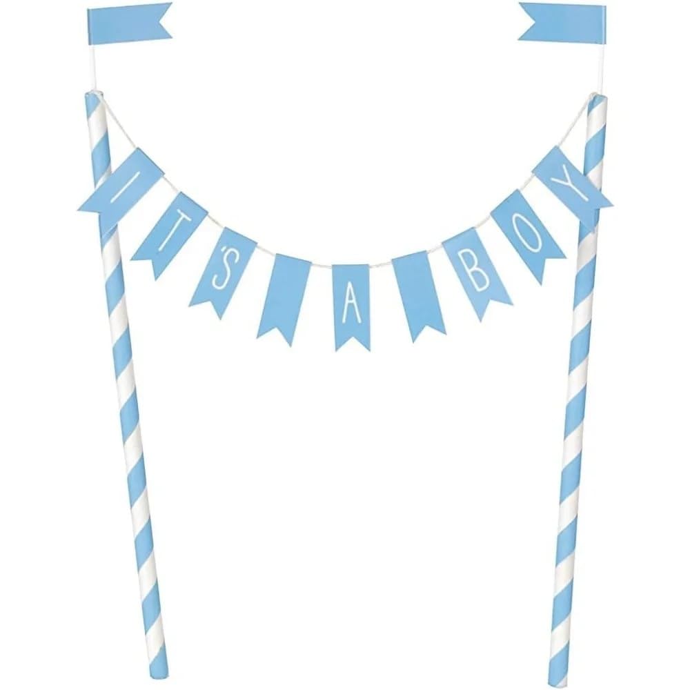 Unique It's a Boy Premium Blue Baby Shower Bunting Cake Topper (13cm x 23cm)