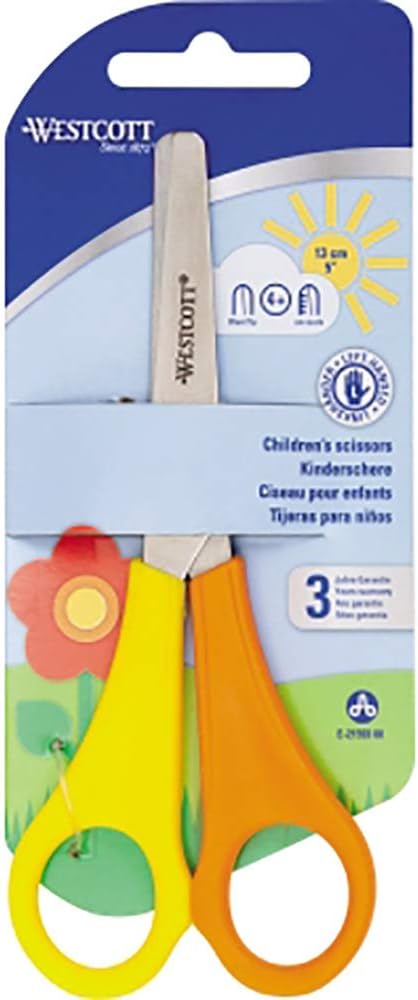 Westcott Kids Left-Handed Scissors - Blunt Tip, 5"/13 cm, Red/Yellow