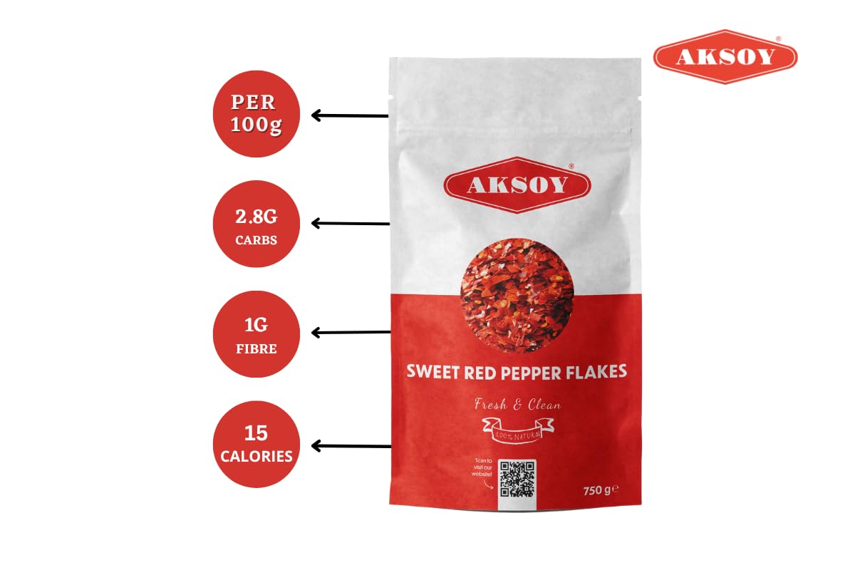 Aksoy Premium Quality Turkish Sweet Red Pepper Flakes (Turk Kirmizi Pul Biber)
