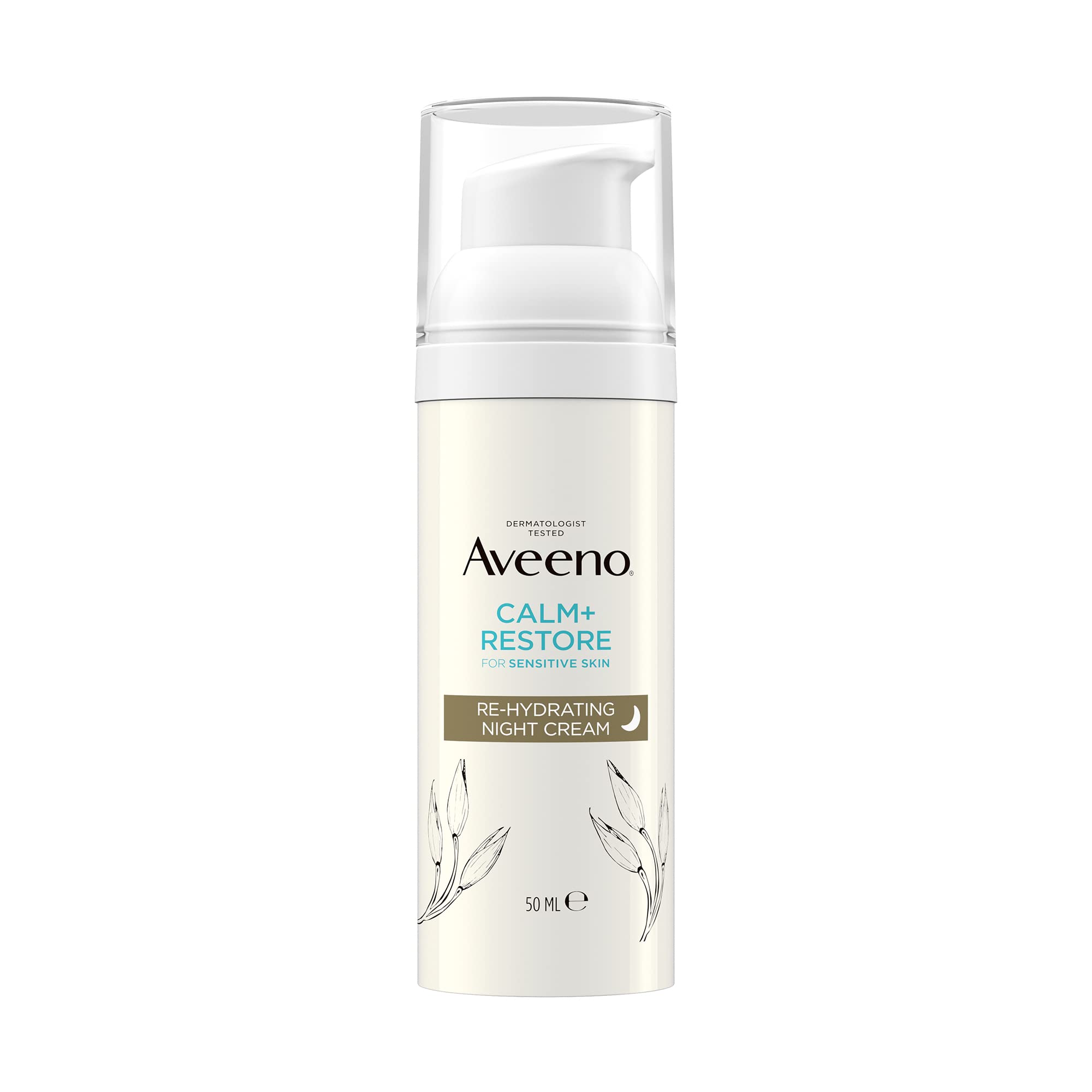 Aveeno Calm + Restore Re-Hydrating Night Cream (50ml) - Fragrance-Free Moisturizer for Sensitive Skin