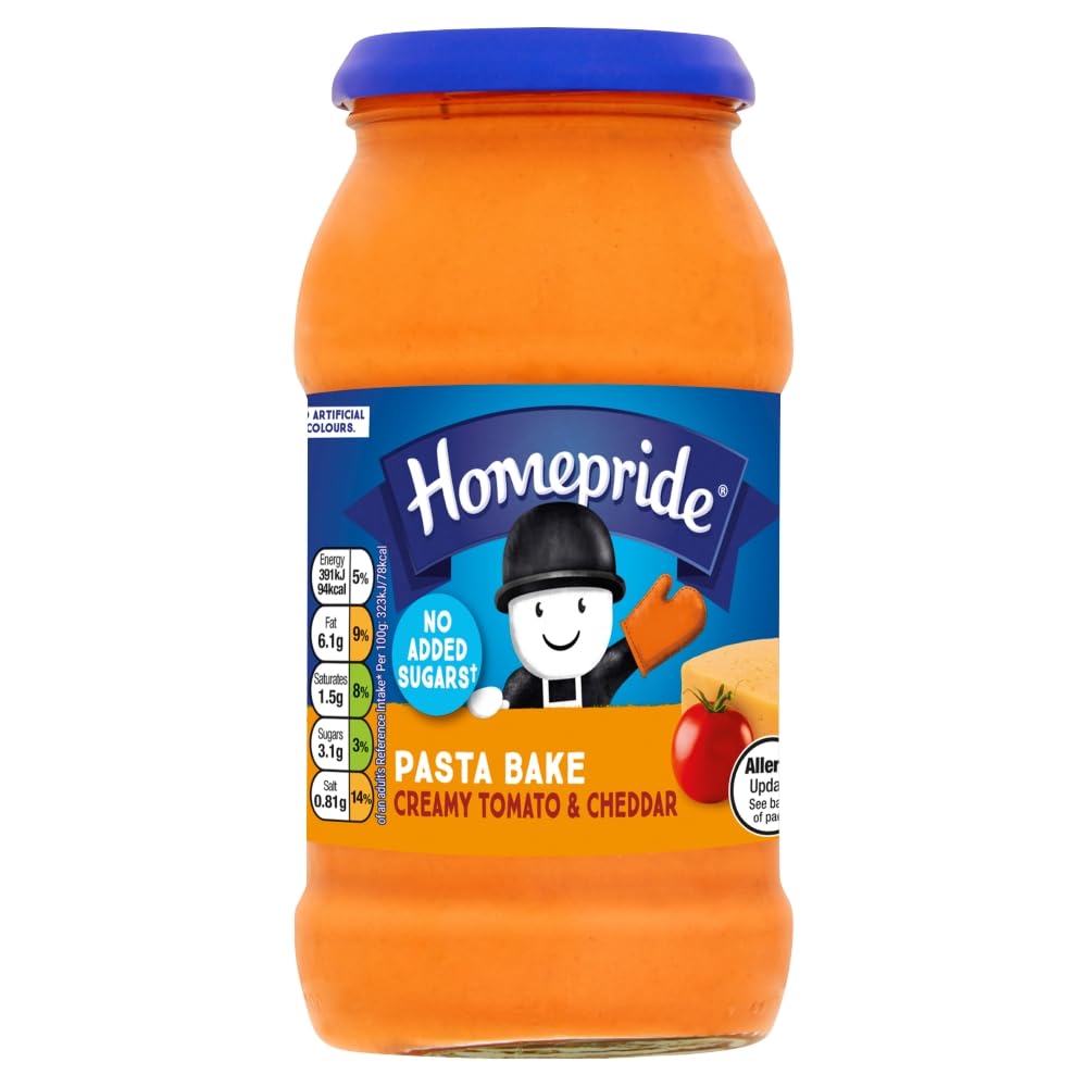 Homepride Creamy Tomato & Cheddar Pasta Bake Sauce, No Added Sugars, 485g