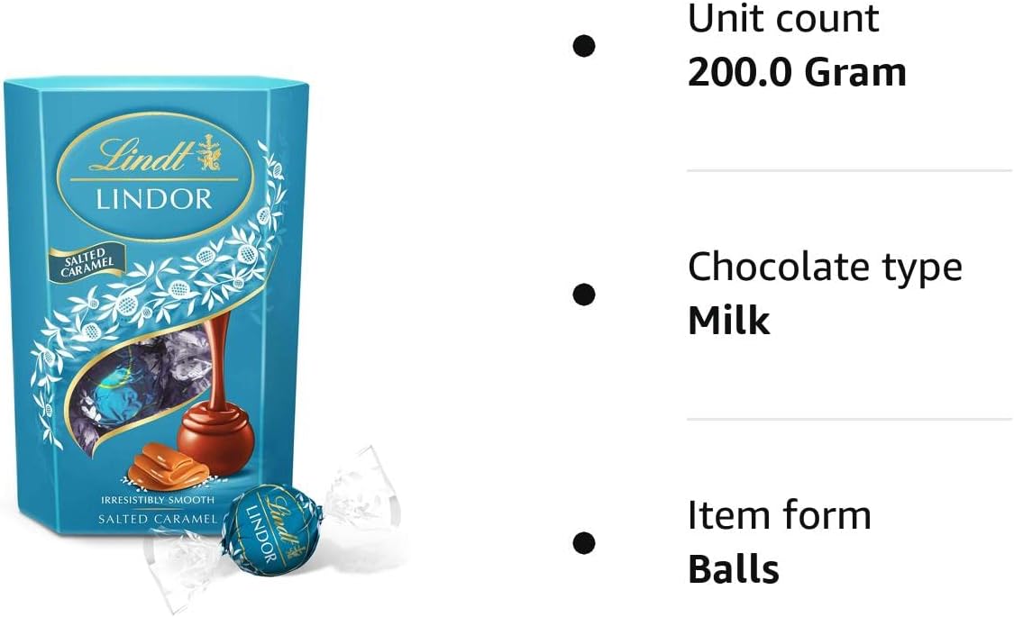 Lindt Lindor Salted Caramel Milk Chocolate Truffles - 200g Gift Box (Approx 16 Truffles)