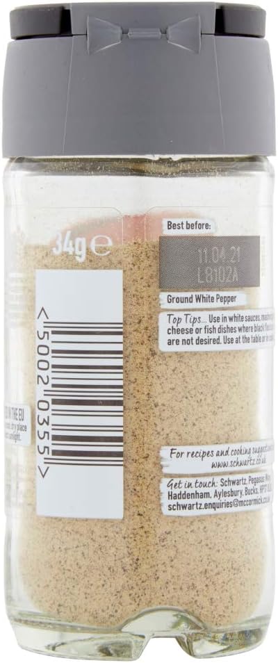 Schwartz - Ground White Pepper 34g, Pack of 6