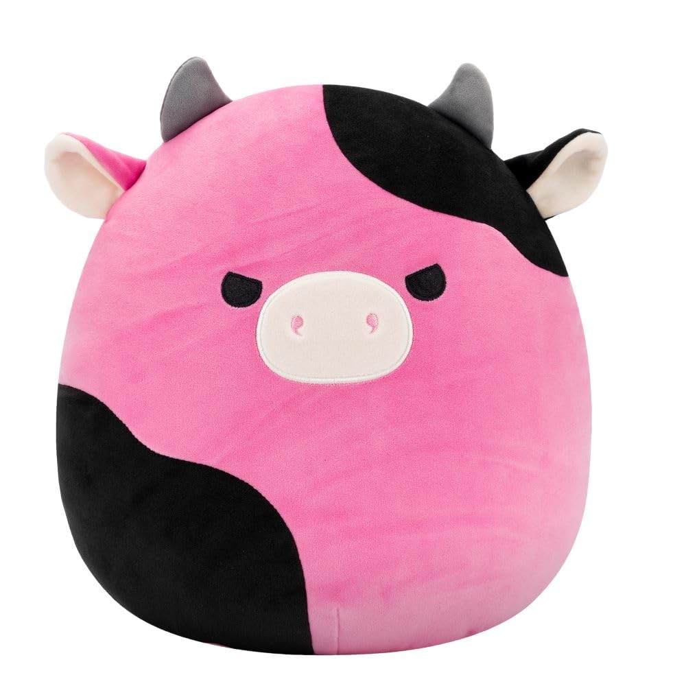 Squishmallows 12-Inch Pollyanna the Black & Pink Cow Plush