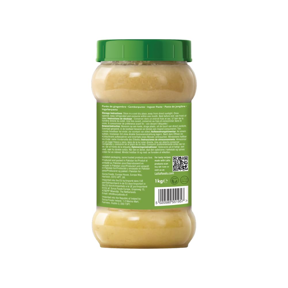Laila Ginger Paste 1kg - Ready-to-Use Cooking Paste for Curries, Marinades & Stir-Fries
