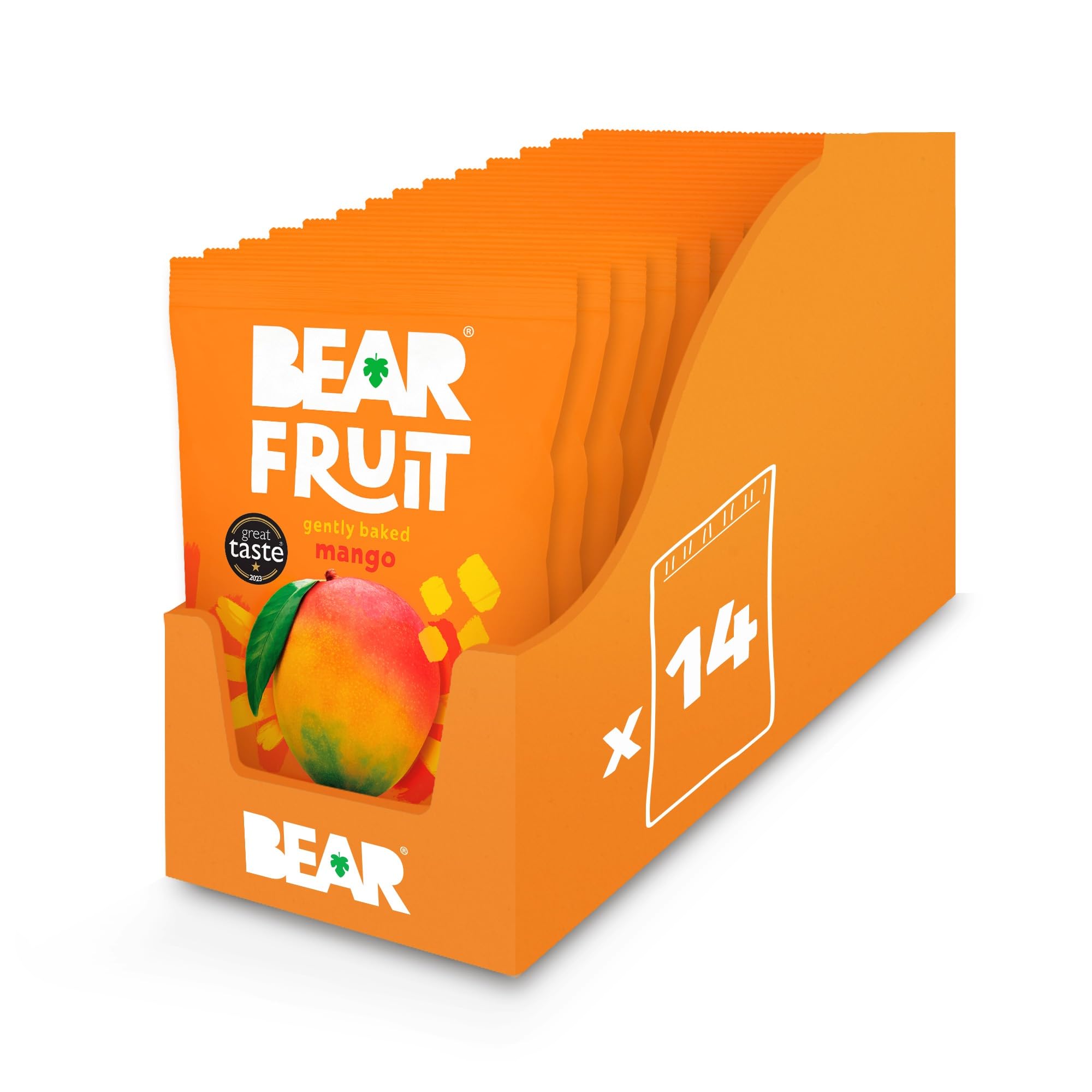 BEAR Fruit Dried Mango Packs - Gently Baked, No Added Sugar, Vegan, 14 x 35g