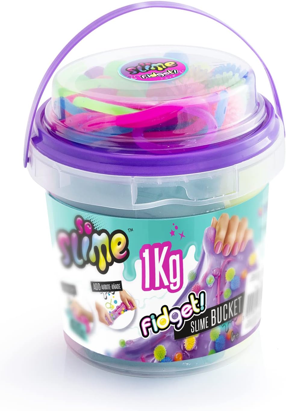 So Slime 1KG Fidget Slime Bucket - Colourful Sensory Slime with Fidget Toys & Storage Container for Kids 6+
