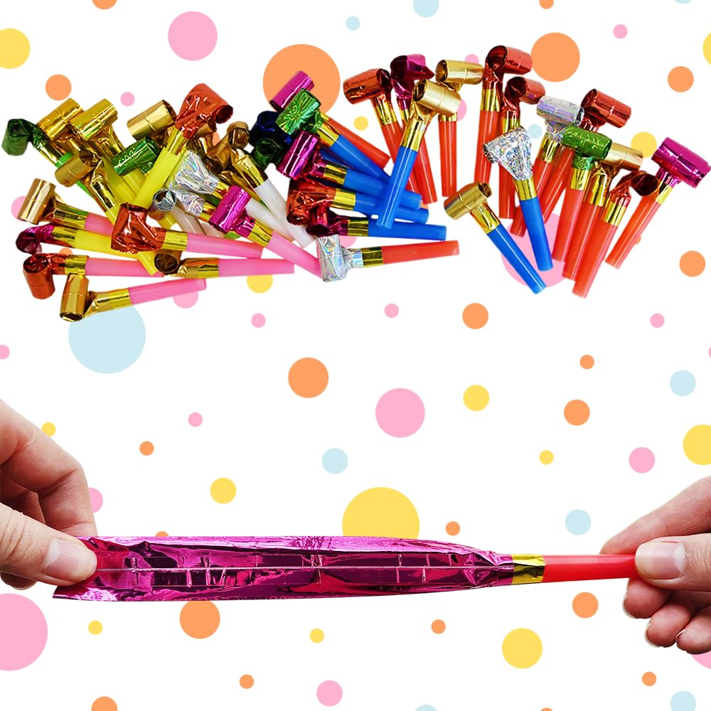 Ram Party Blowers 40-Pack - Colorful Noisemakers for Birthday, Wedding & Celebration Events