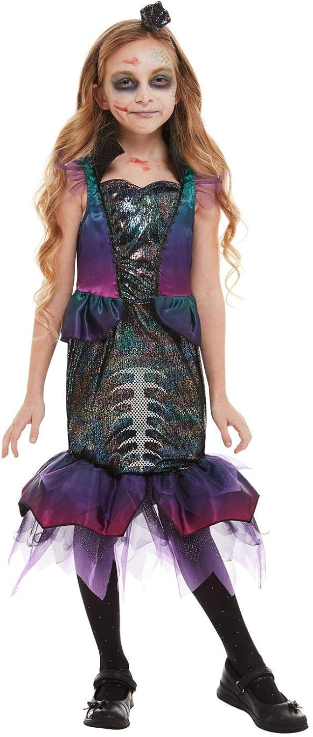 Smiffys Dark Mermaid Costume - Purple Dress with Headband