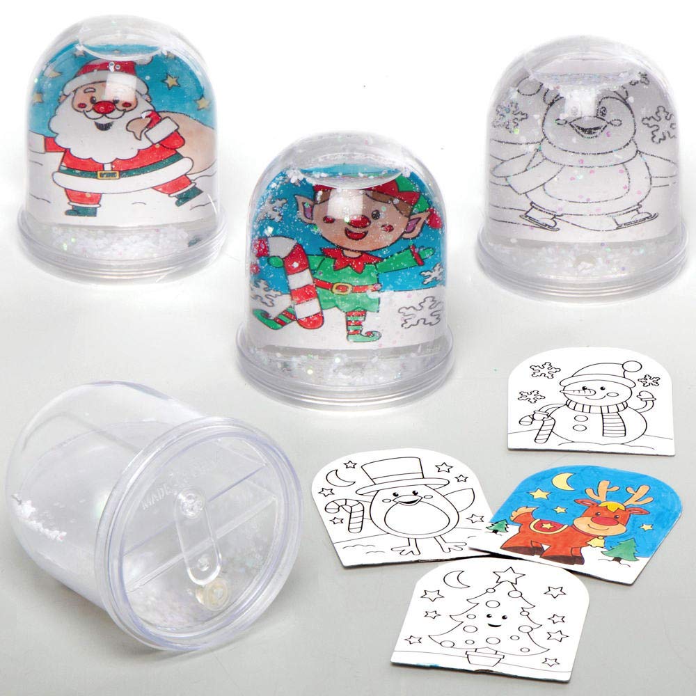 Baker Ross AX490 Christmas Colour In Snow Globe Kits - Pack of 4