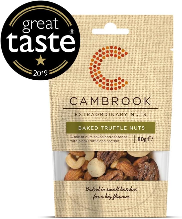 C Cambrook Black Truffle & Sea Salt Baked Mixed Nuts with Almonds, Cashews, Macadamias & Pecans