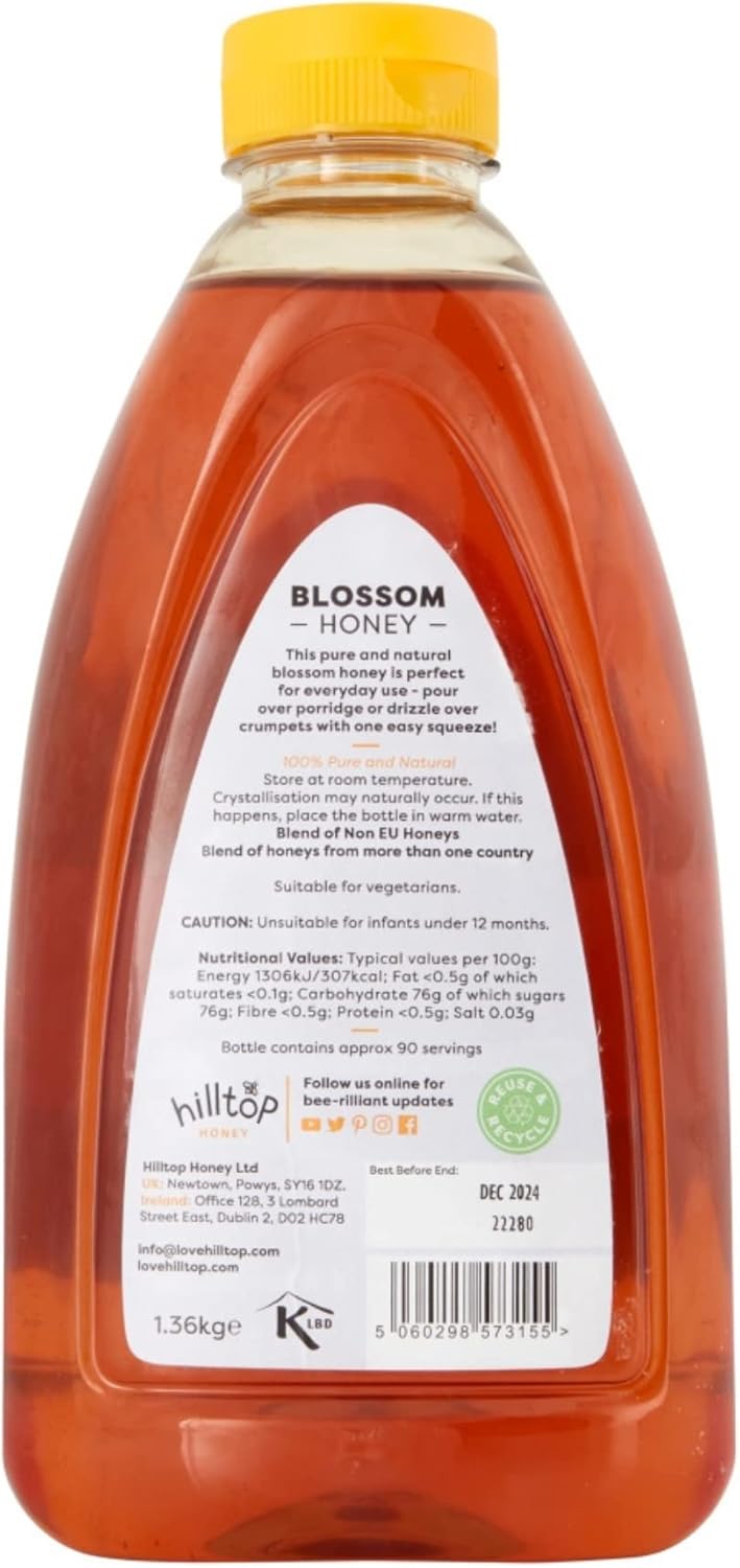 Hilltop Honey - Blossom Honey - Squeezy Bottle - 1.36kg