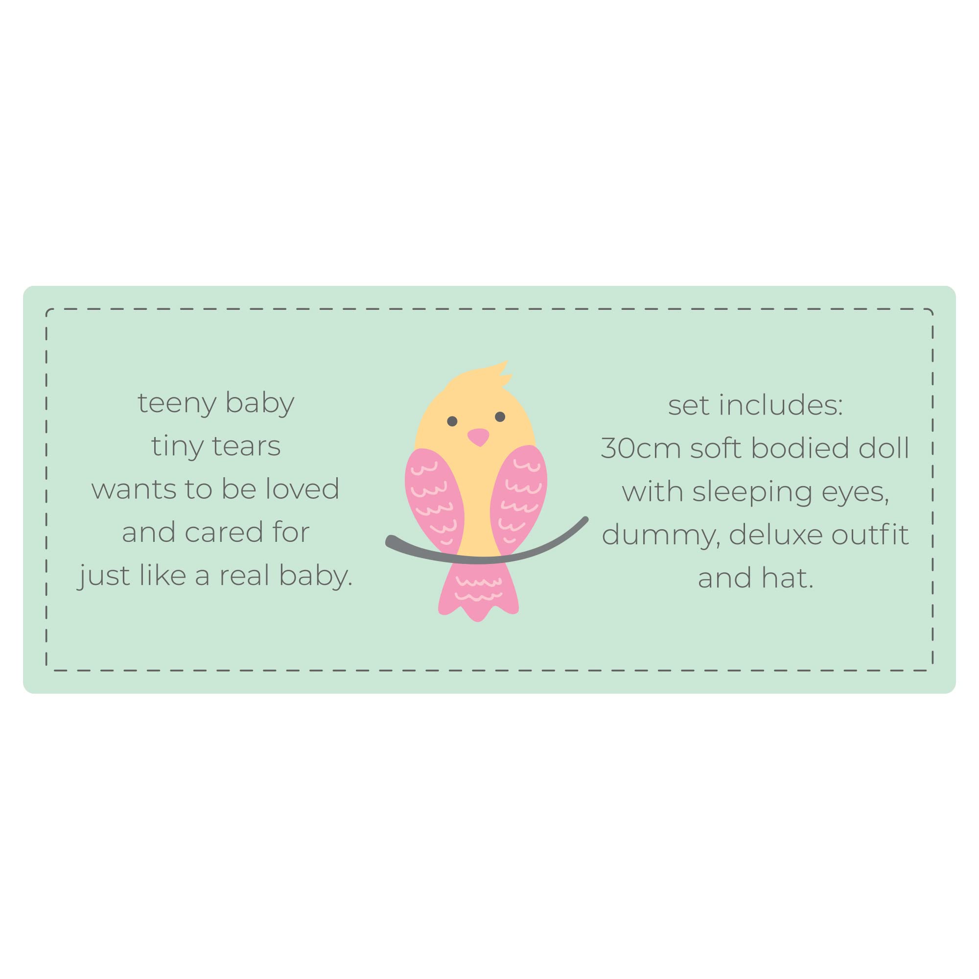 Tiny Tears Teeny Baby Doll - 30cm Soft Body with Sleeping Eyes & Deluxe Outfit