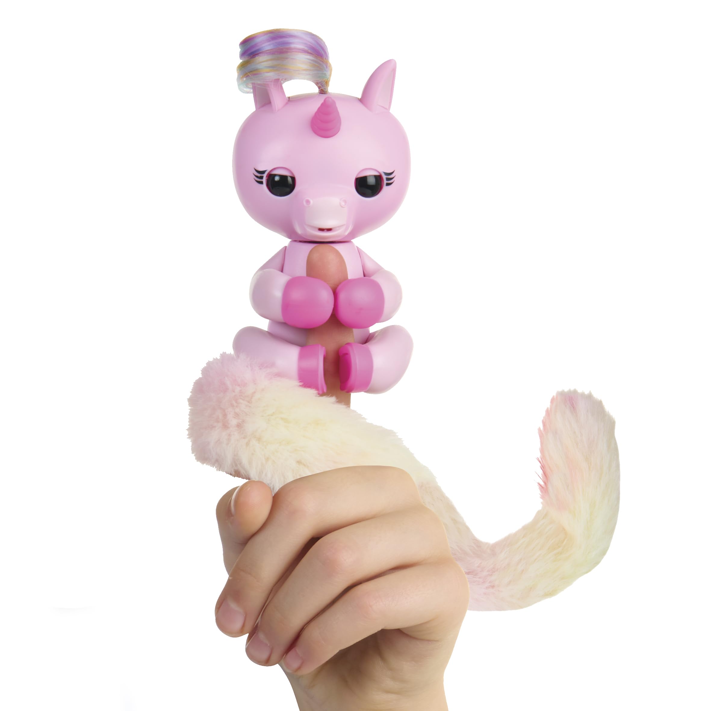 Fingerlings Snuggle Tails - Interactive Pink Unicorn (Evie) with Soft Tail & Brush, Ages 5+