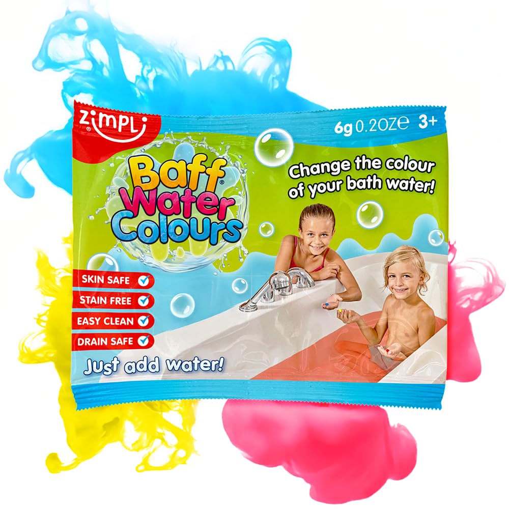 Zimpli Kids Baff Water Colours Party Bag Filler - Bath Drops for Kids, 3 Tabs per Bag, Ages 3+