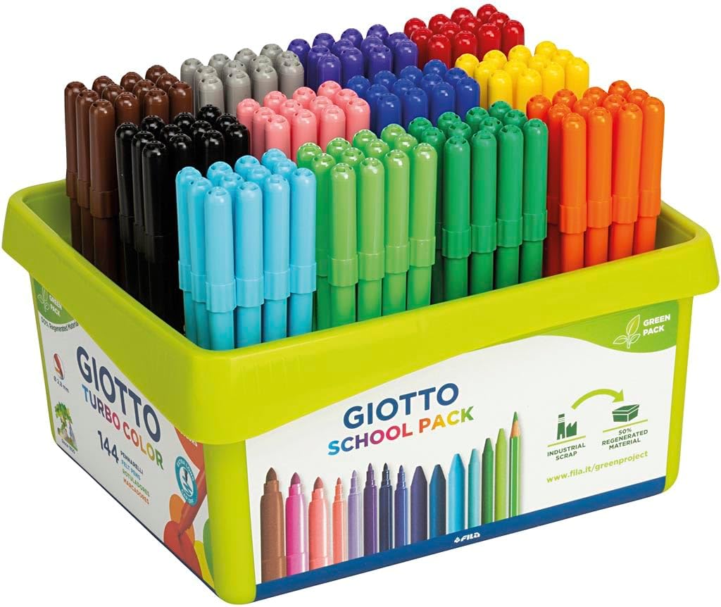 GIOTTO Turbocolor Felt Tip Pens - 144 Pack Fine Tip 2.8mm, Assorted Colours