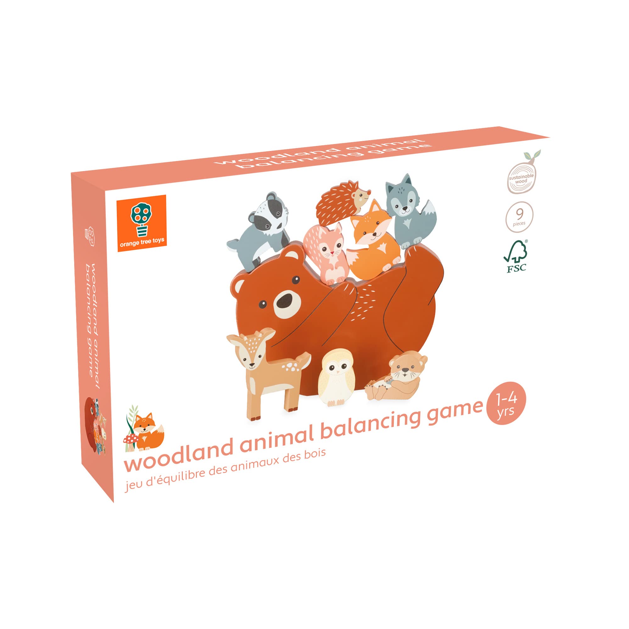 Orange Tree Toys Wooden Stacking Set - Woodland Animals Balancing Game for Toddlers