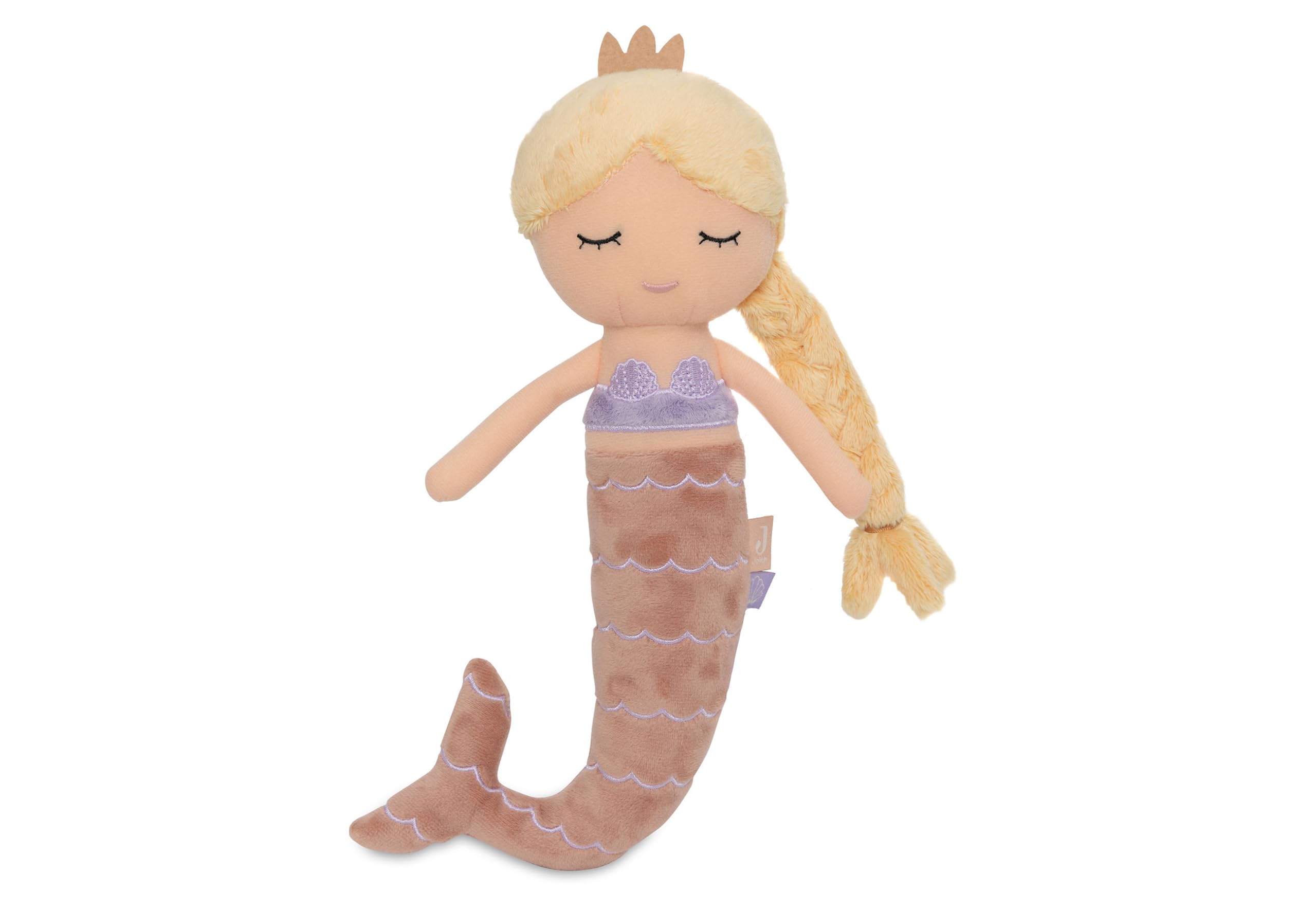 Jollein Mermaid Ella Rag Doll - Soft Plush Doll with Shimmering Crown & Mermaid Fin