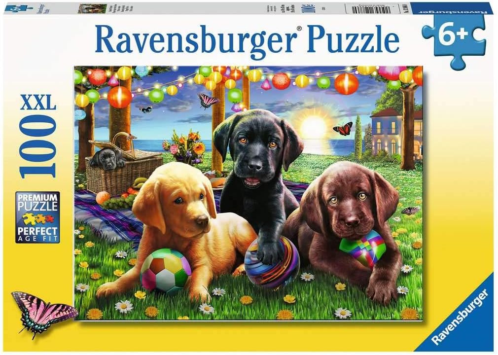 Ravensburger Puppy Picnic 100 Piece Jigsaw Puzzle - Extra Large Pieces for Kids 6 Years & Up