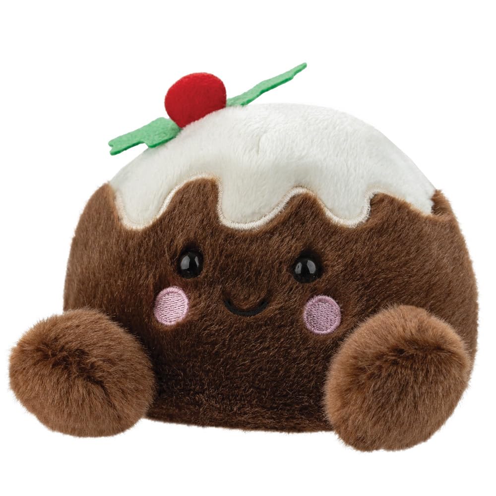 Palm Pals Carol Christmas Pudding Soft Toy - 13cm Plush, Brown & White