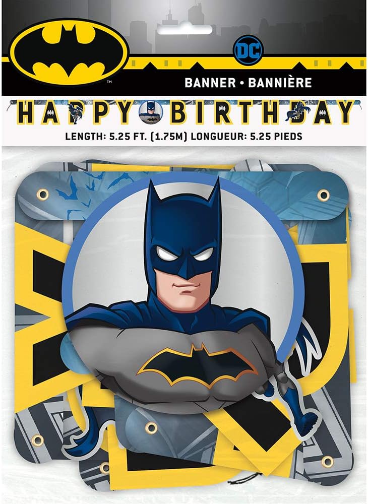 Ultimate Batman Large Jointed Banner - Gold & Black Design for Superhero Parties