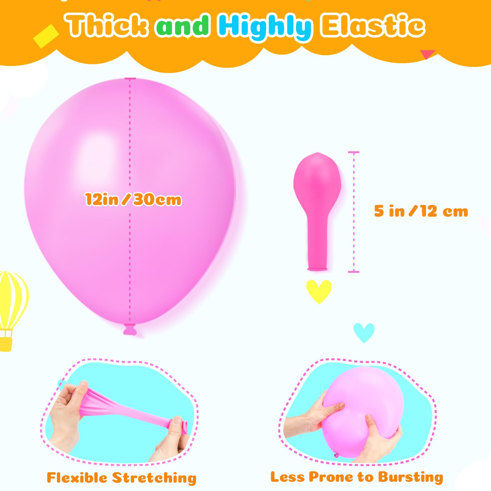 110 Rainbow Latex Balloons 12 Inch - Assorted Color Party Decorations for Kids