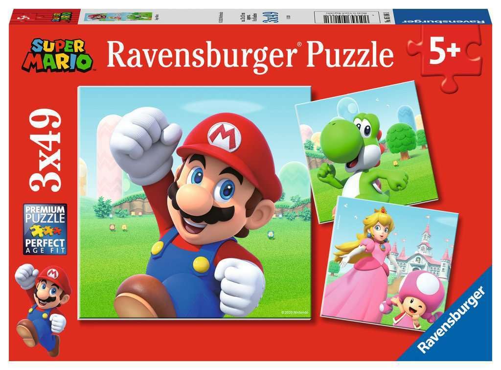 Ravensburger Super Mario 3-Pack Jigsaw Puzzles - 49 Pieces Each, Ages 5+