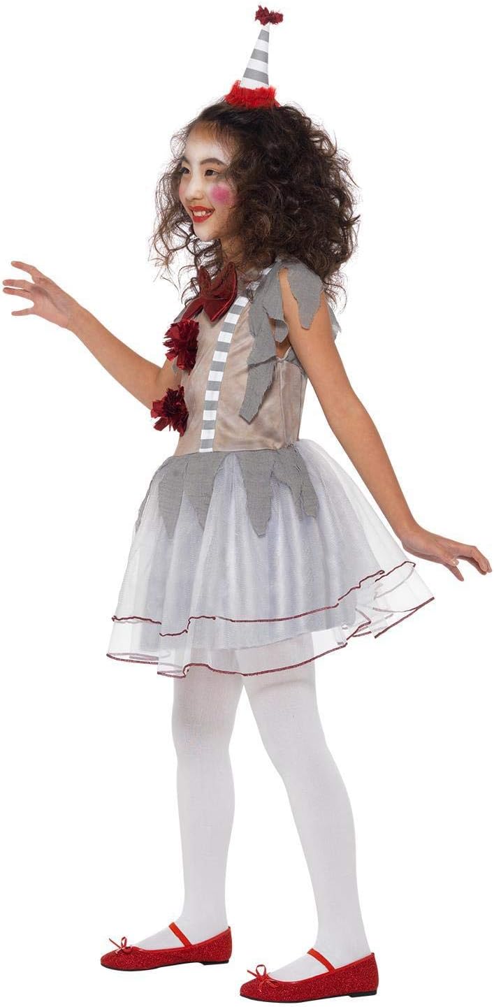 Smiffys Vintage Clown Girl Costume - Grey & Red, Size S (4-6 Years)