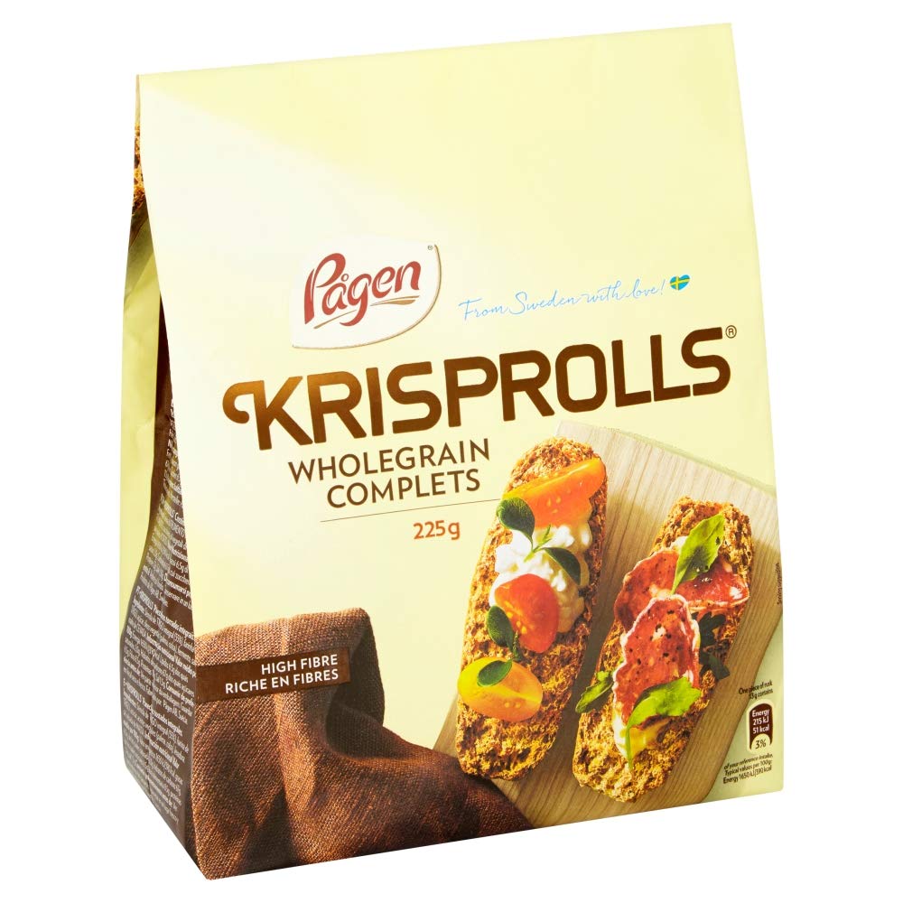 Pågen Krisprolls Wholegrain Swedish Toast Crackers | High Fibre Snack | 5 x 225g