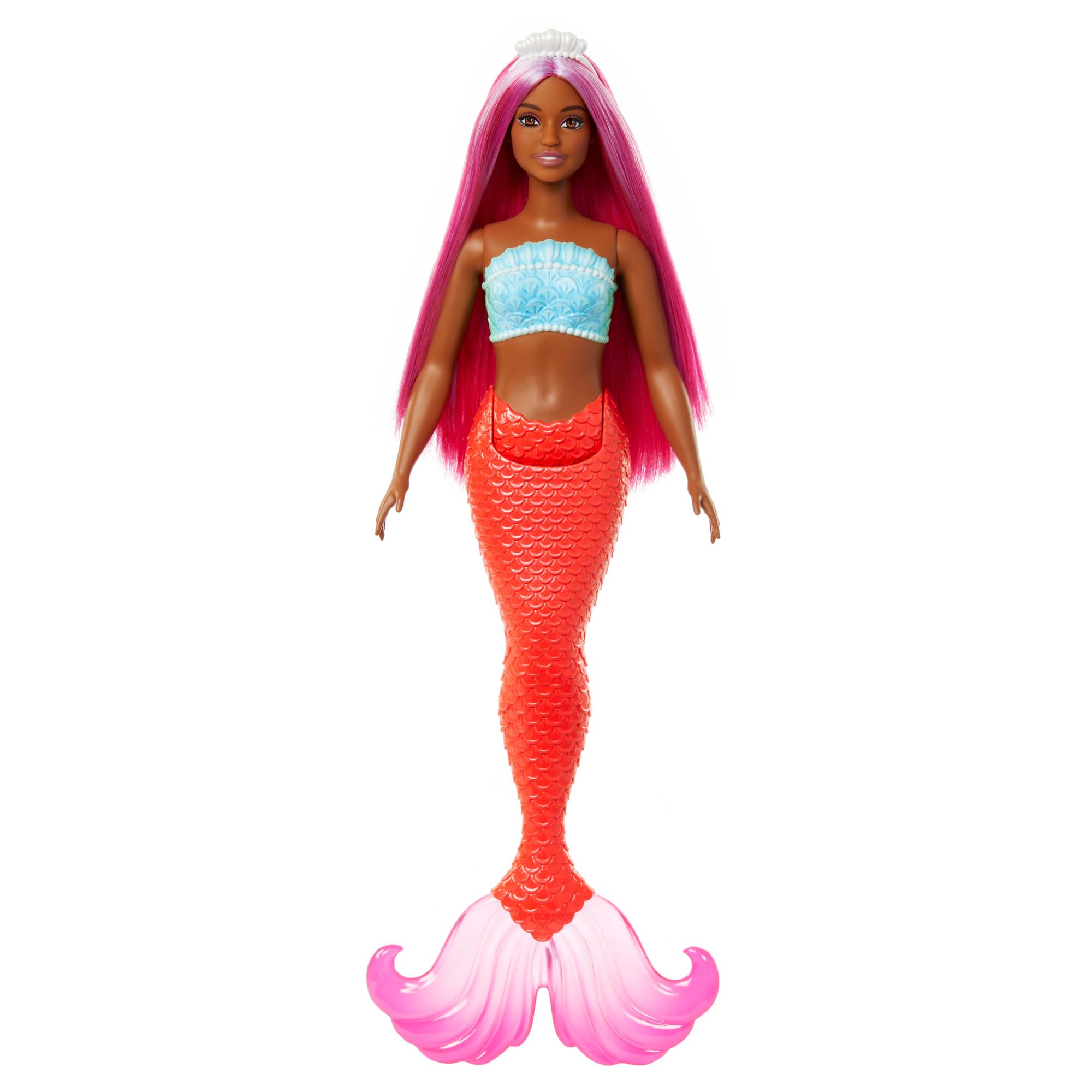 Barbie Mermaid Doll - Curvy Body with Shell Bodice & Tropical Red Tail, 3+ Years