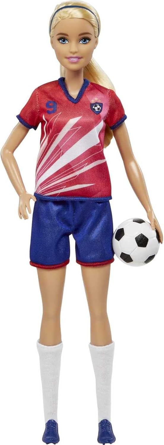 Barbie Soccer Doll - Blonde Ponytail, #9 Uniform, Soccer Ball & Cleats, Ages 3+
