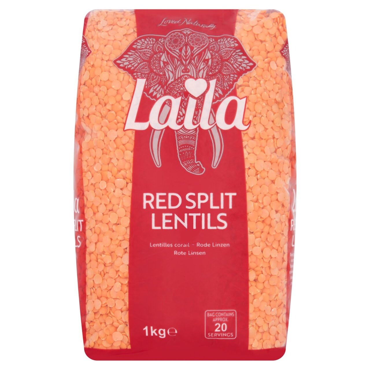 Laila - Red Split Lentils 1Kg (Pack of 1)