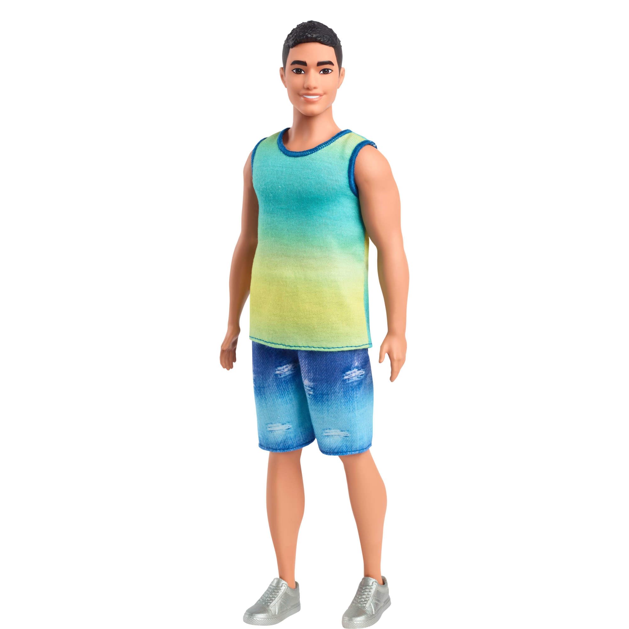 Barbie Fashionistas Ken Doll #236 with Black Hair, Blue Green Ombre Tank - Ages 3+