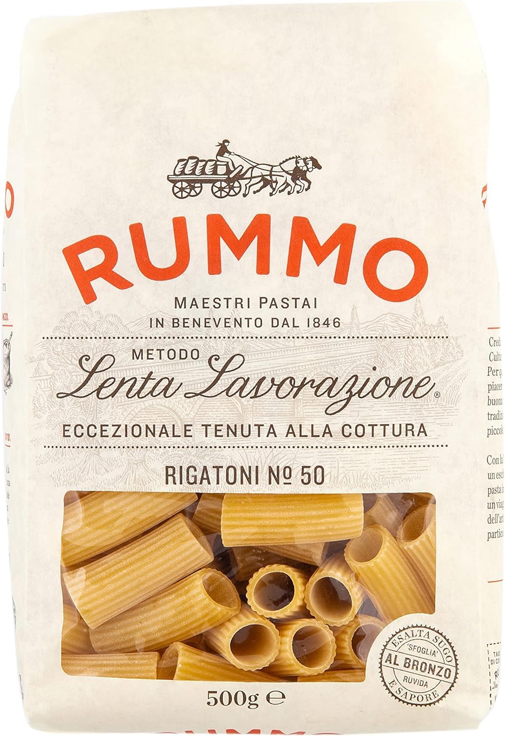 Rummo Rigatoni No. 50 - Italian Organic Tube Pasta, 500g