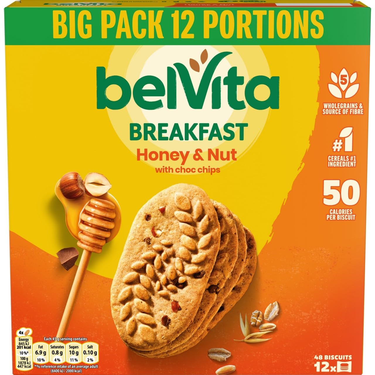 Belvita - Breakfast Biscuits Honey & Nuts with Choc Chips 540g