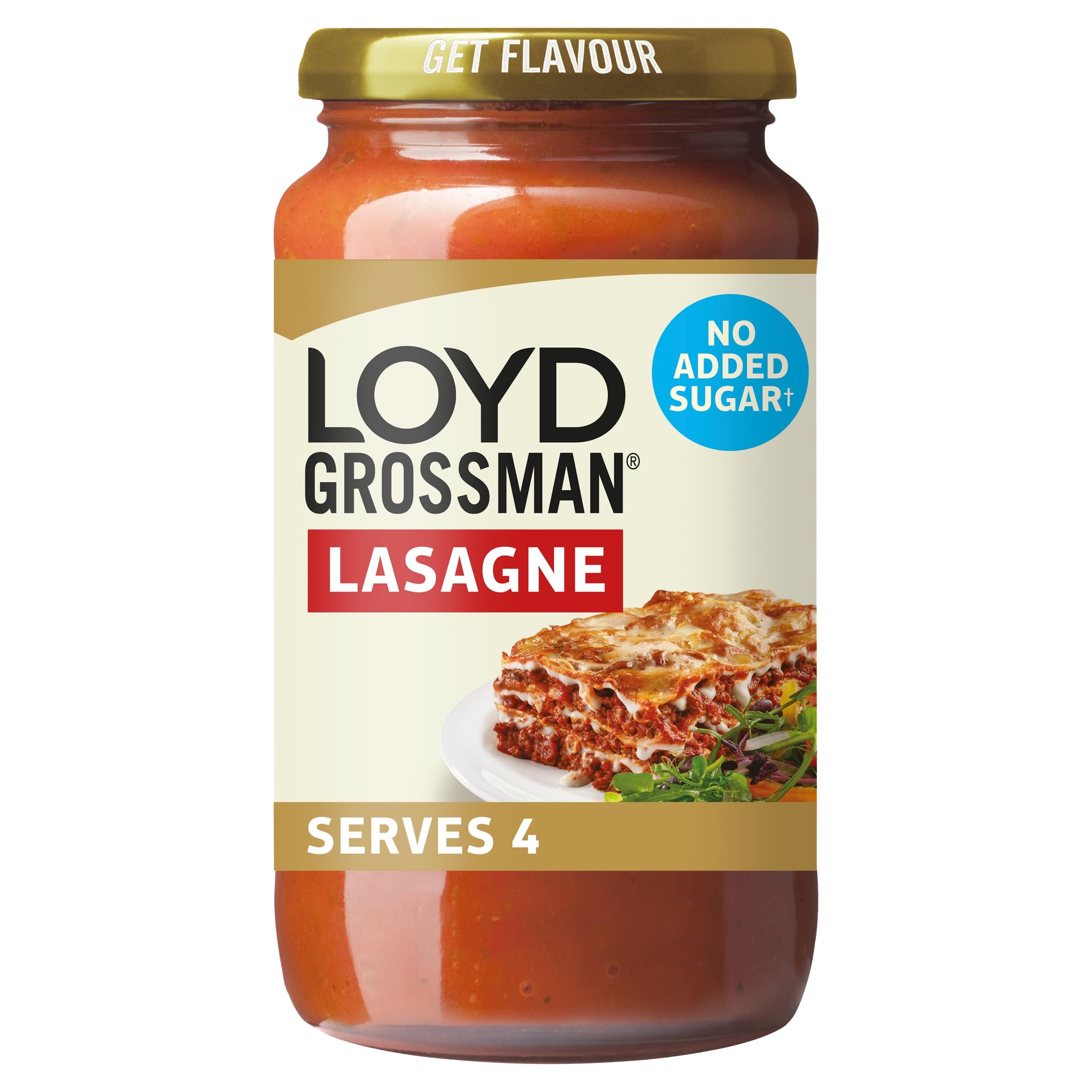 Loyd Grossman No Added Sugar Italian Red Lasagne Sauce – Tomato & Herb Infusion, 450g Jar