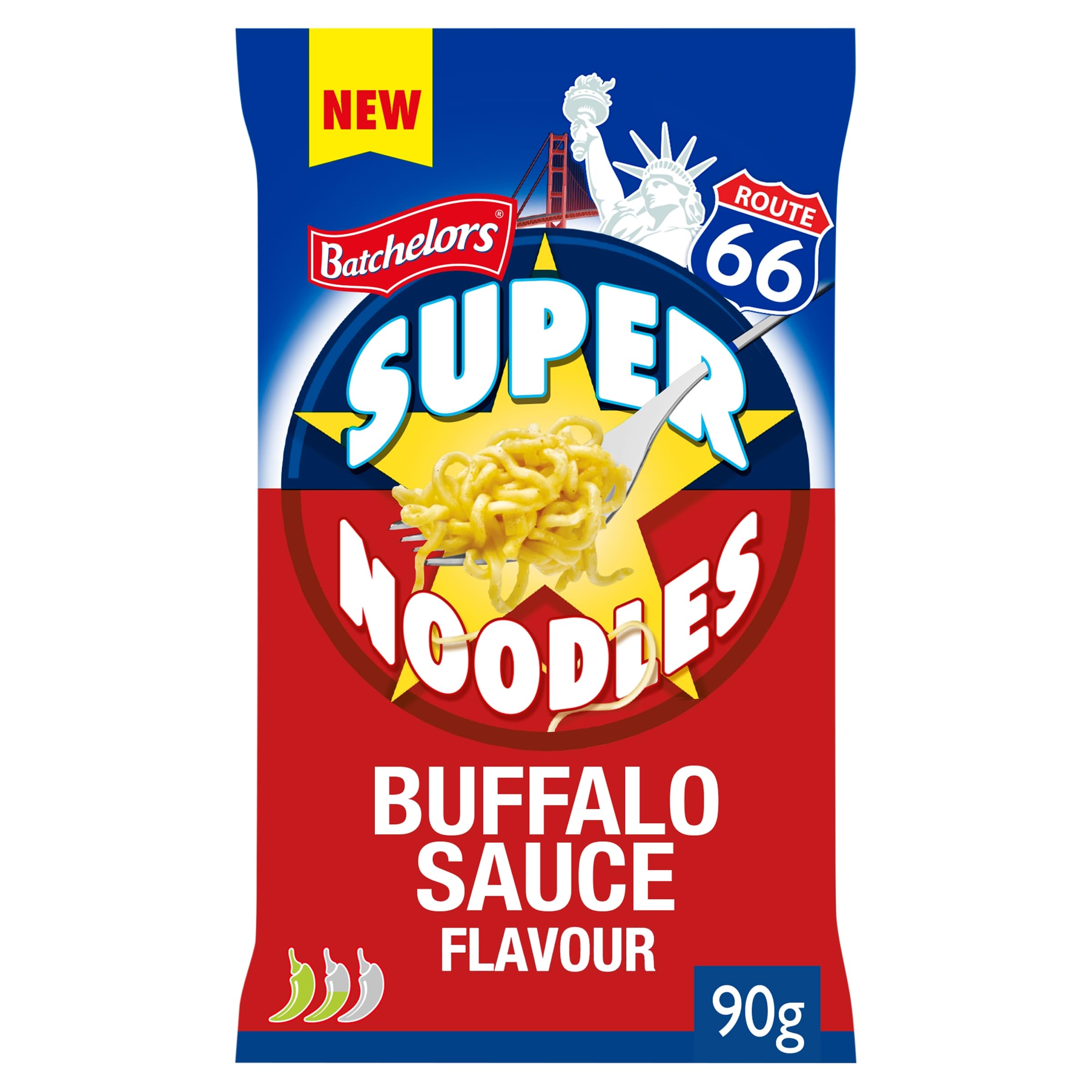 Batchelors Super Noodles American Buffalo Sauce Flavour, Instant Snack, 90g