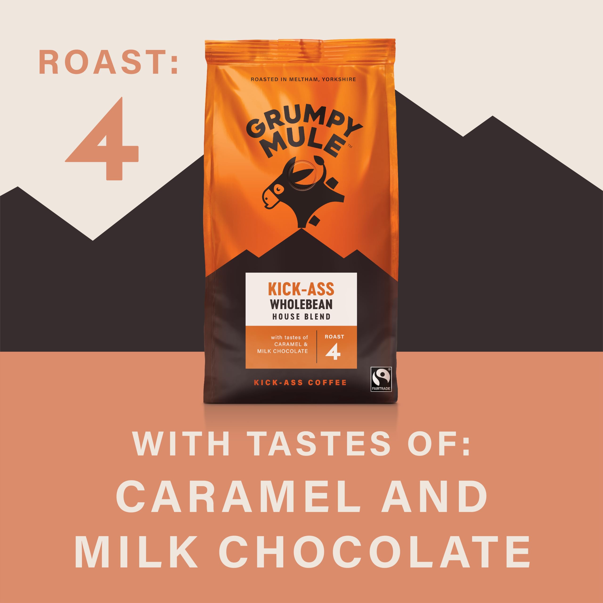 Grumpy Mule Kick-Ass House Blend Ground Coffee with Notes of Caramel and Milk Chocolate