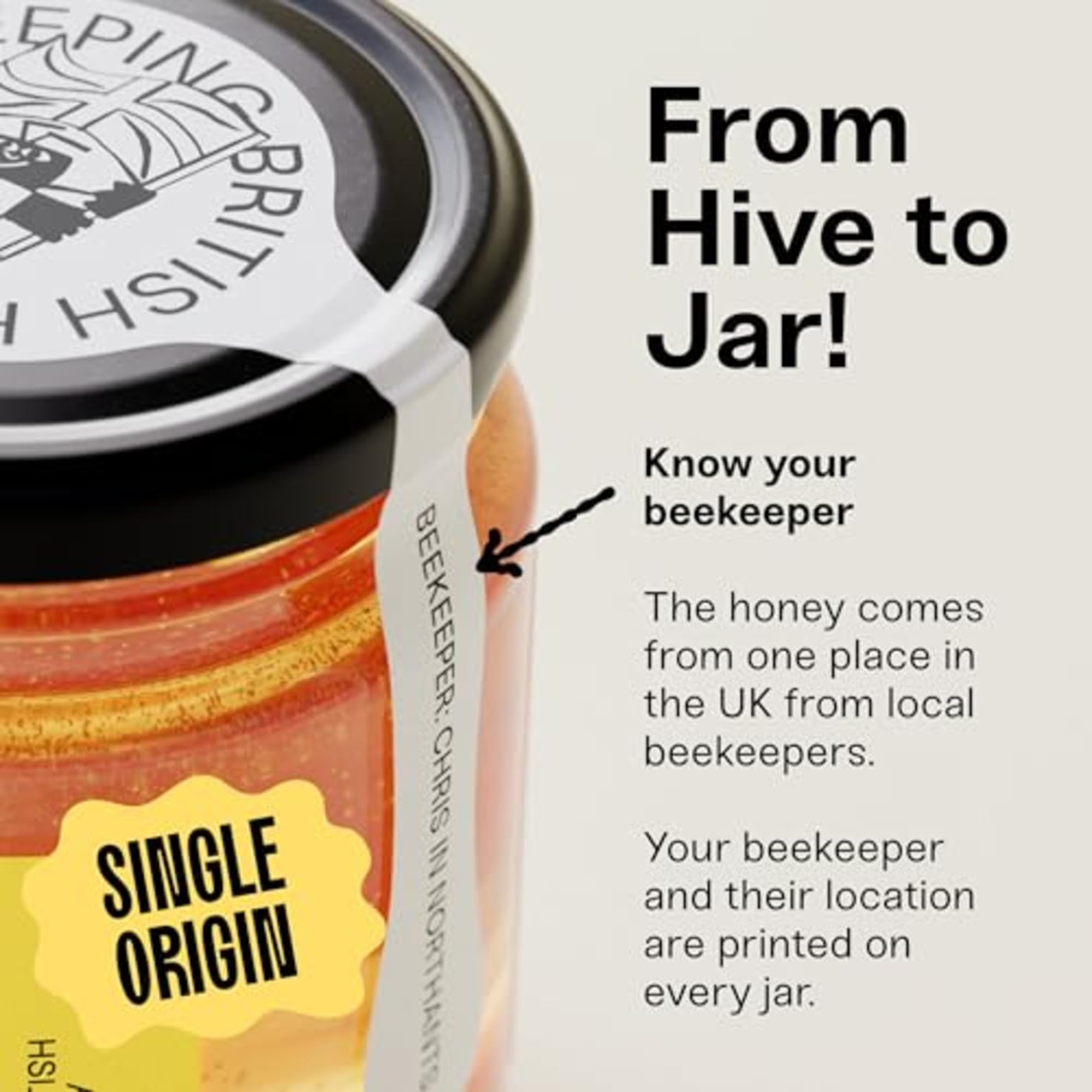 Black Bee Honey Gift Set - 4x 42g British Honey Pack, Creamy Light Spring