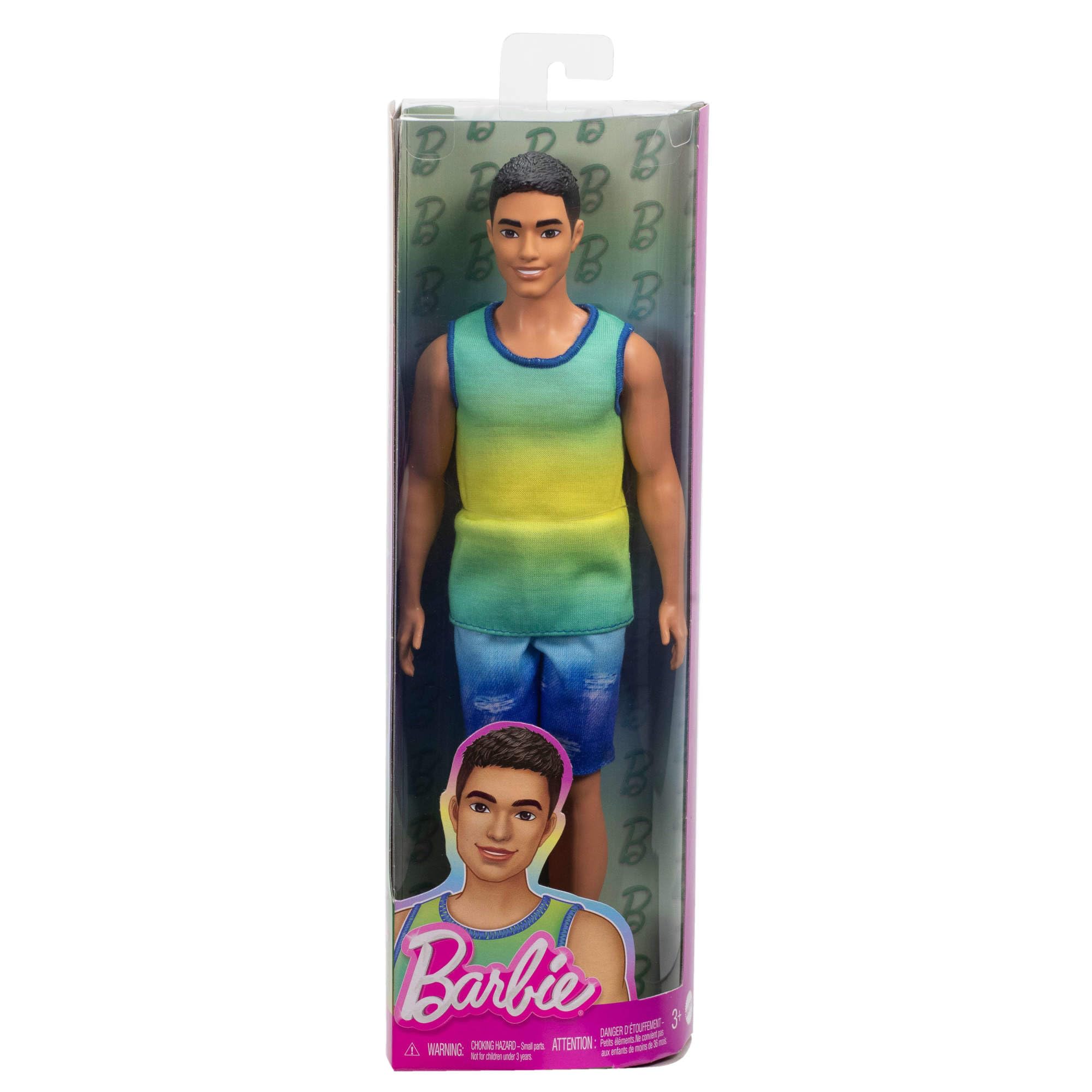 Barbie Fashionistas Ken Doll #236 with Black Hair, Blue Green Ombre Tank - Ages 3+