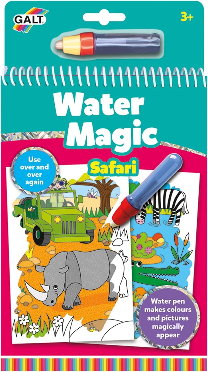 Galt Water Magic Safari - Reusable Water Reveal Colouring Book for Kids