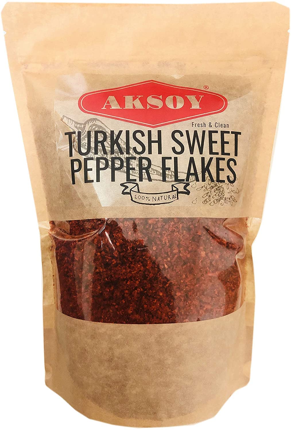 Aksoy Premium Quality Turkish Sweet Red Pepper Flakes (Turk Kirmizi Pul Biber)