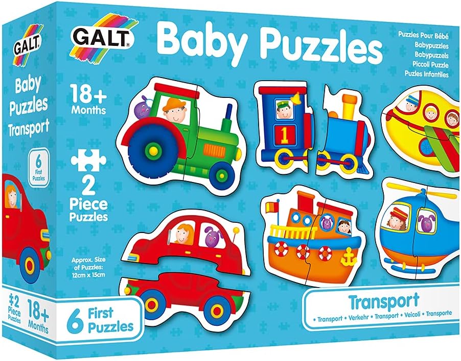 Galt Toys Baby Puzzles - Transport 2-Piece Jigsaw Set for Toddlers 18 Months+