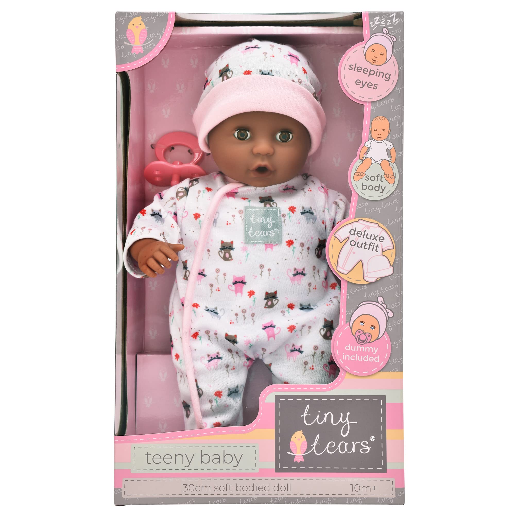 Tiny Tears Teeny Baby Doll - 30cm Soft Body with Sleeping Eyes, Pink