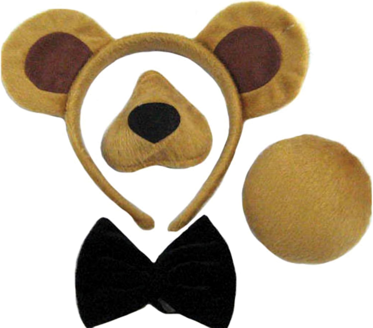 Bristol Novelty Bear Ears, Nose, Tail and Bow Tie Costume Set - One Size
