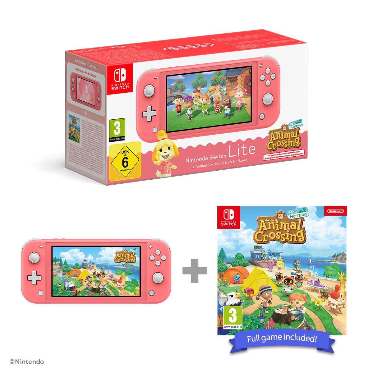 Animal Crossing: New Horizons - Nintendo Switch Lite (Coral) Console Bundle