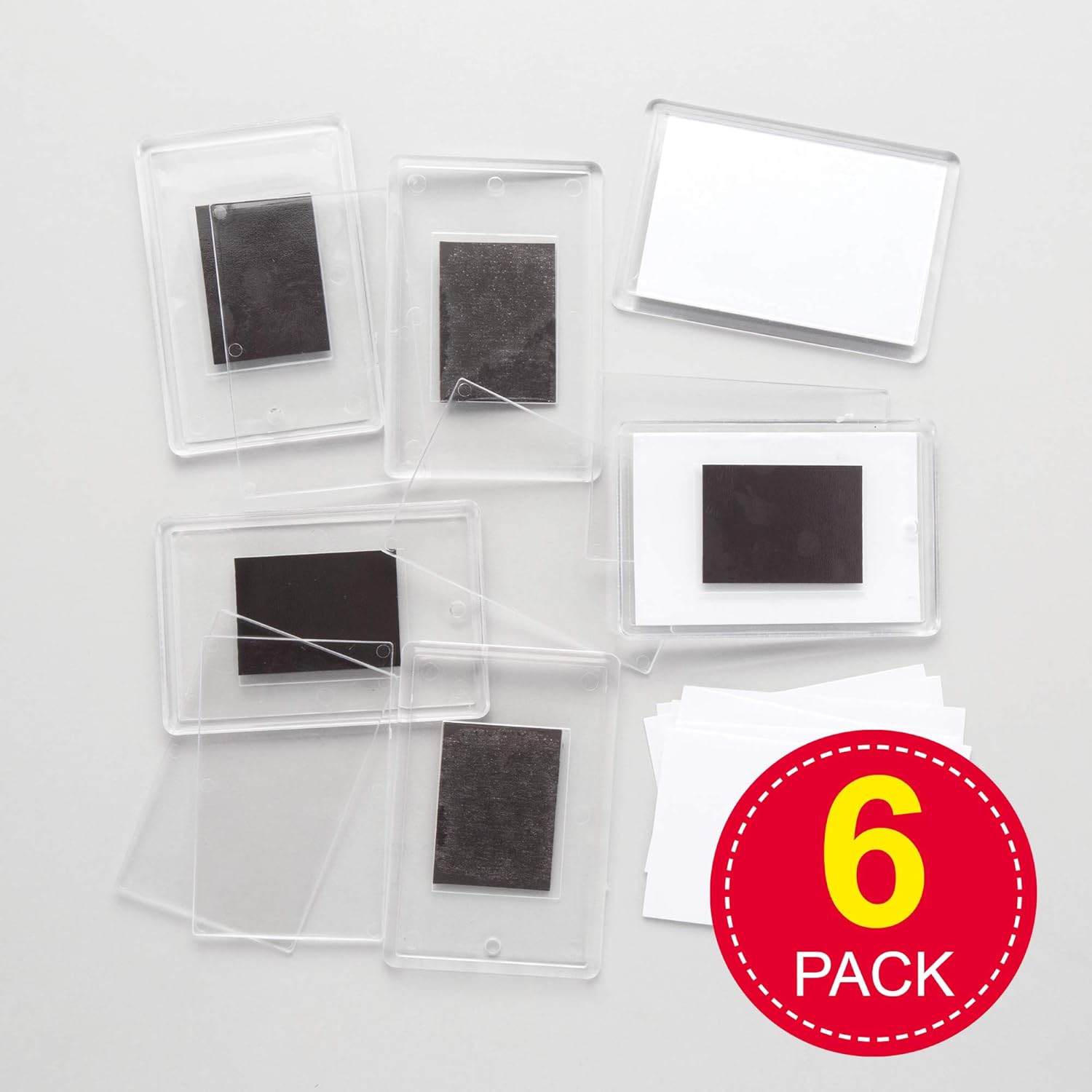 Baker Ross Design Your Own Magnet Kit - 6-Pack Transparent Magnets for Kids' Craft & Personalization